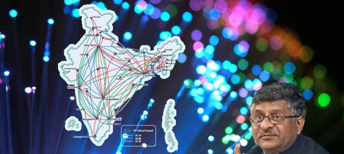 Government has laid down 90,000 kms of optical fiber network for high speed broadband connection, covering about 68,000 village panchayats said Union Telecom Minister Ravi Shankar