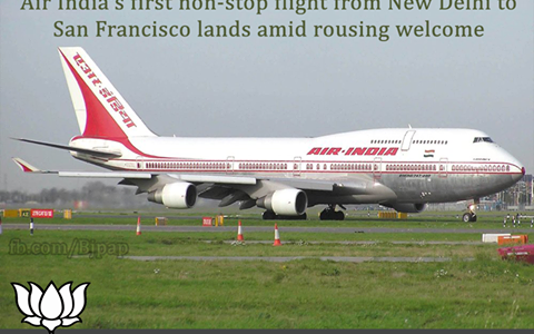 Air India India’s first non-stop flight from New Delhi to San Francisco lands amid rousing welcome.