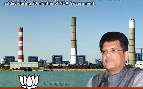 In the past 20 months, 30000 mega watt thermal power capacity was added by the NDA Government said the union minister for power Mr.Piyush Goyal